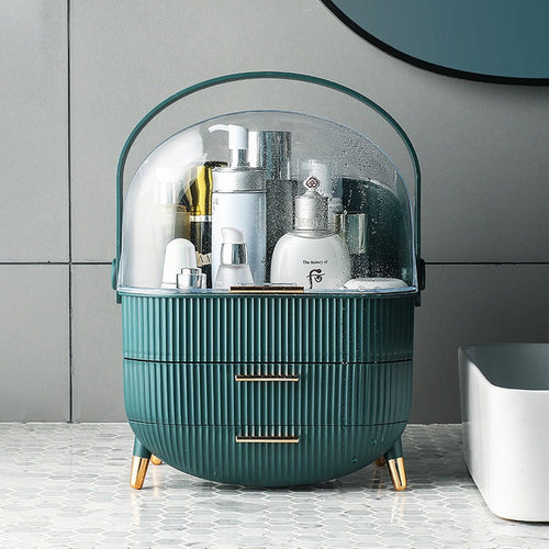 Luxury cosmetics storage box, dust-proof skincare product desktop
